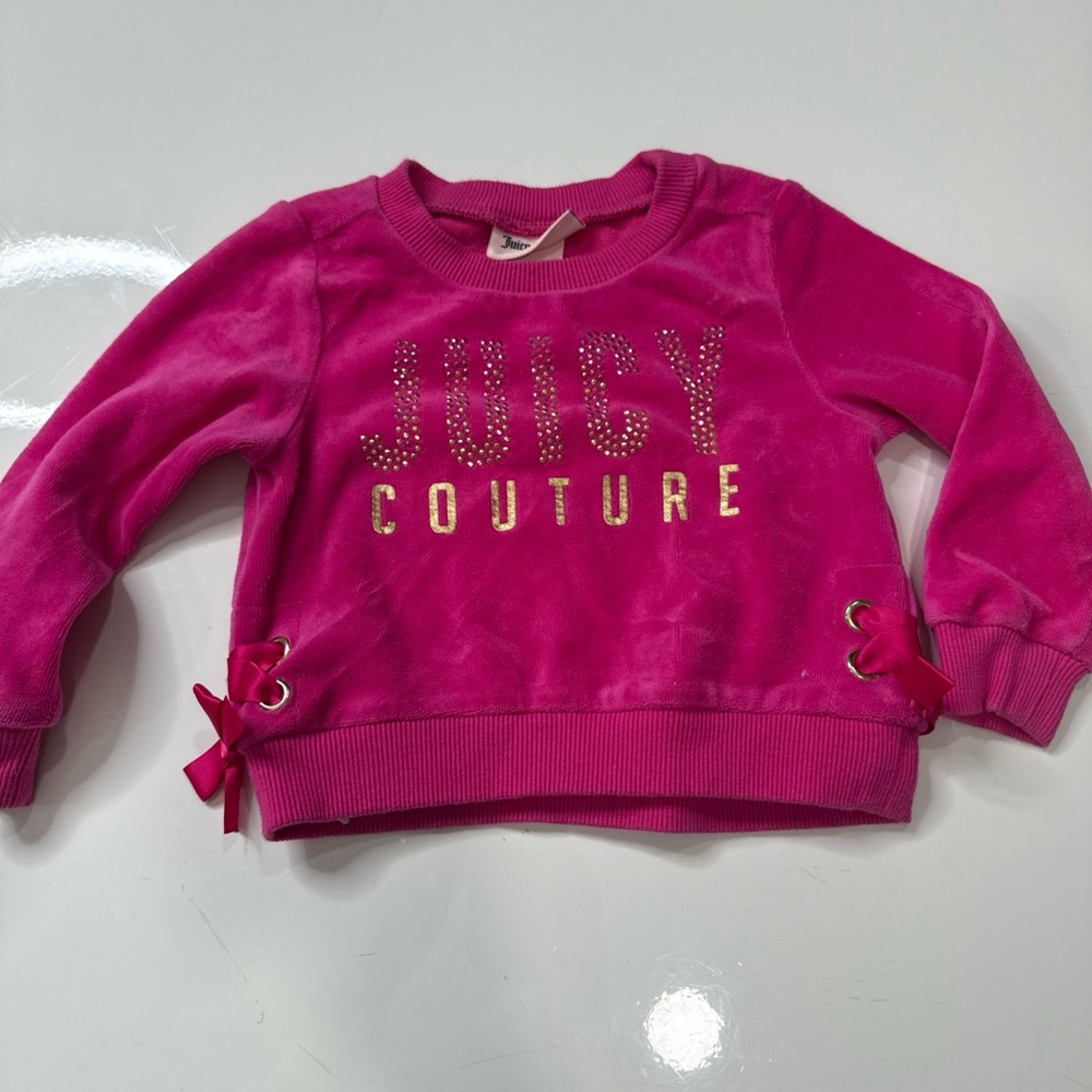 Juicy Couture Vintage Toddler Girl 18 Months Pink Logo Velour Sweater Pull On